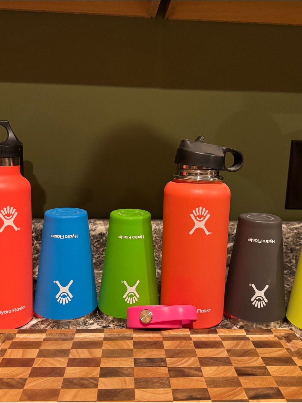 Hydro Flask Orange, Blue, Green, Pink & Gray Bundle